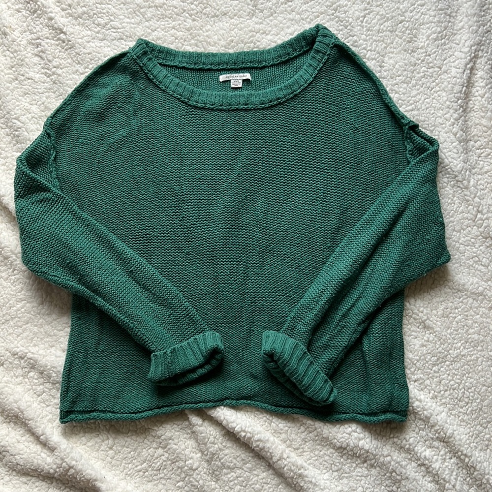 🦋3/$20 American Eagle Cotton Yarn Knit Green Long Sleeve Sweater